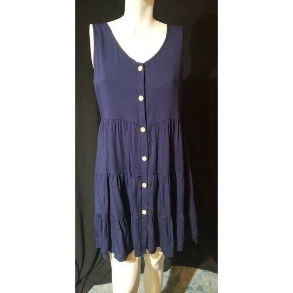 Yibock Women's (S) Sleeveless Summer Dress Button Pleated Swing Mini Tank NWT